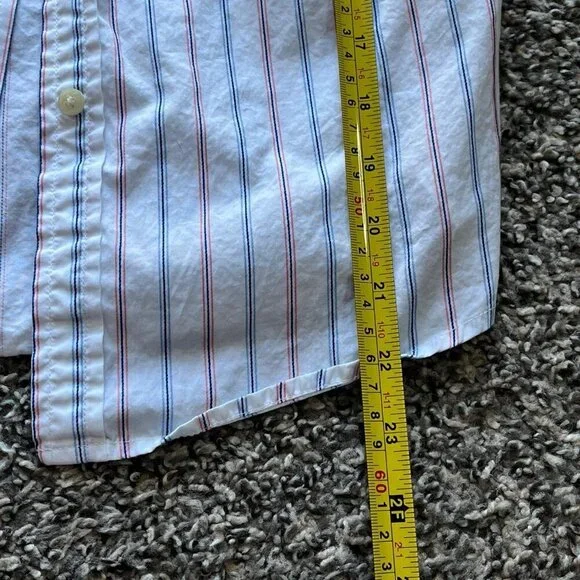 Vintage Abercrombie & Fitch Button Up Shirt Womens Large White Striped L/S Top - Picture 6 of 7